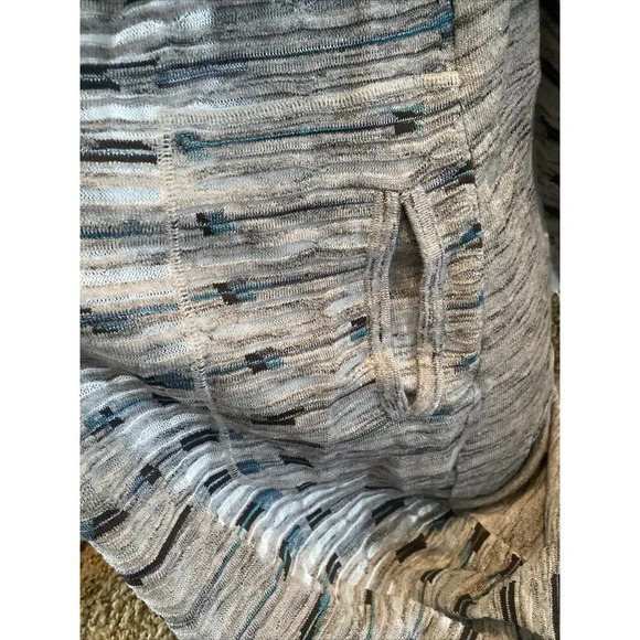 Nic + Zoe Medium Gray Blue Open Front Duster Cardigan Sweater Boho Women Geo - Picture 12 of 13